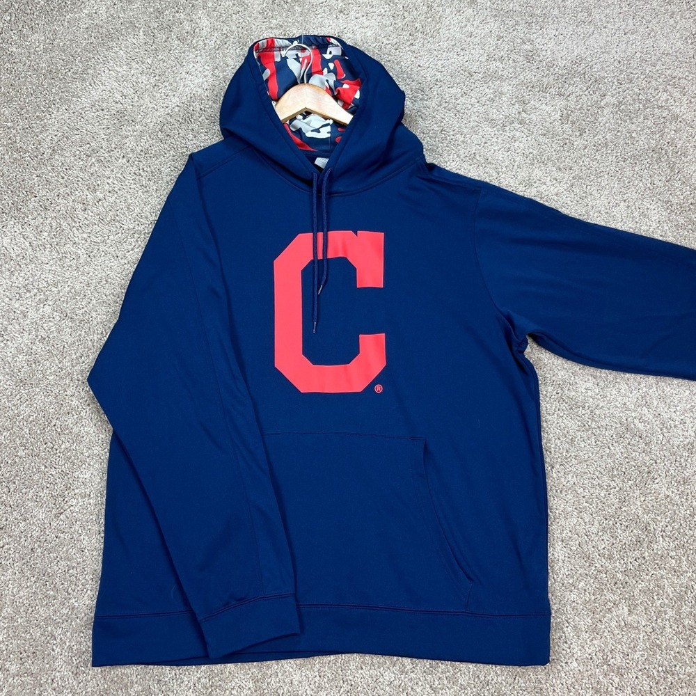 Cleveland Guardians MLB Genuine Merchandise Hoodie Men XL Navy Blue Camo EUC